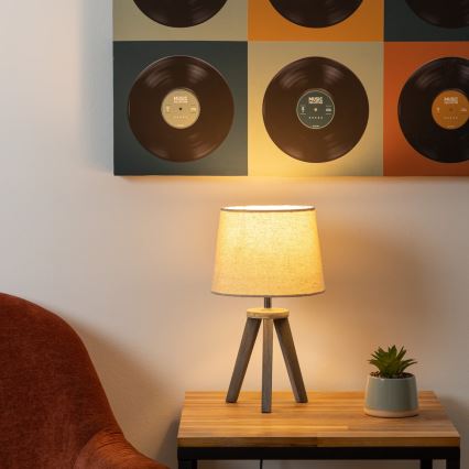 Atmosphera - Tafellamp MINI 1xE14/25W/230V grenen/beige