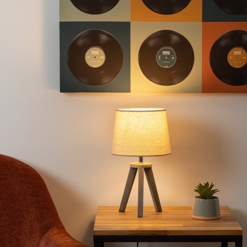 Atmosphera - Tafellamp MINI 1xE14/25W/230V grenen/beige