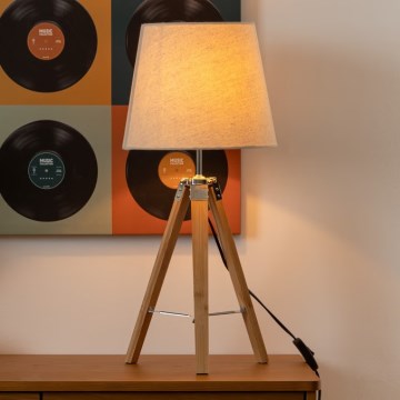 Atmosphera - Tafellamp RUNO 1xE27/25W/230V bamboe/crème
