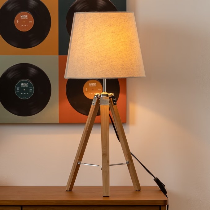 Atmosphera - Tafellamp RUNO 1xE27/25W/230V bamboe/crème