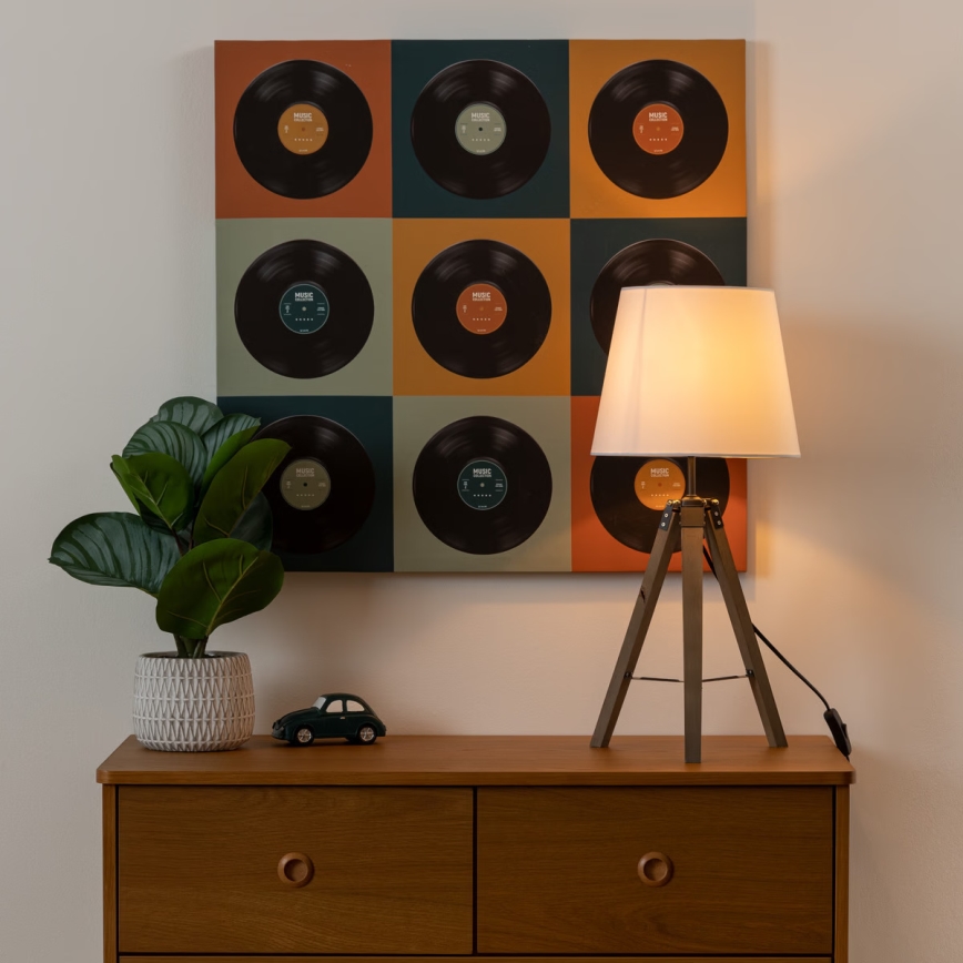 Atmosphera - Tafellamp RUNO 1xE27/25W/230V hout/wit