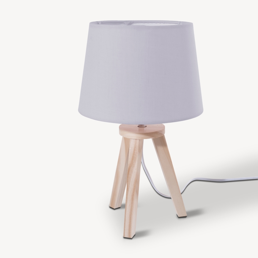 Atmosphera - Tafellamp TRIPOD 1xE14/40W/230V dennenhout/grijs