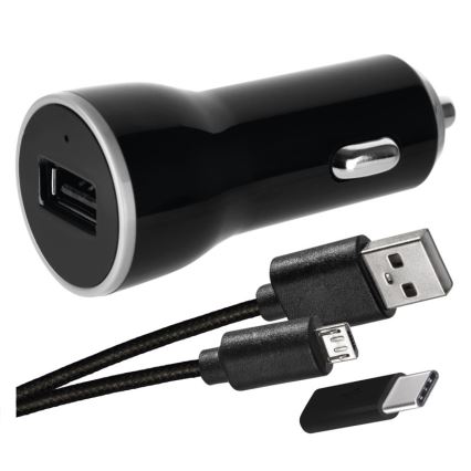 Autolader 2,1A met micro USB-kabel