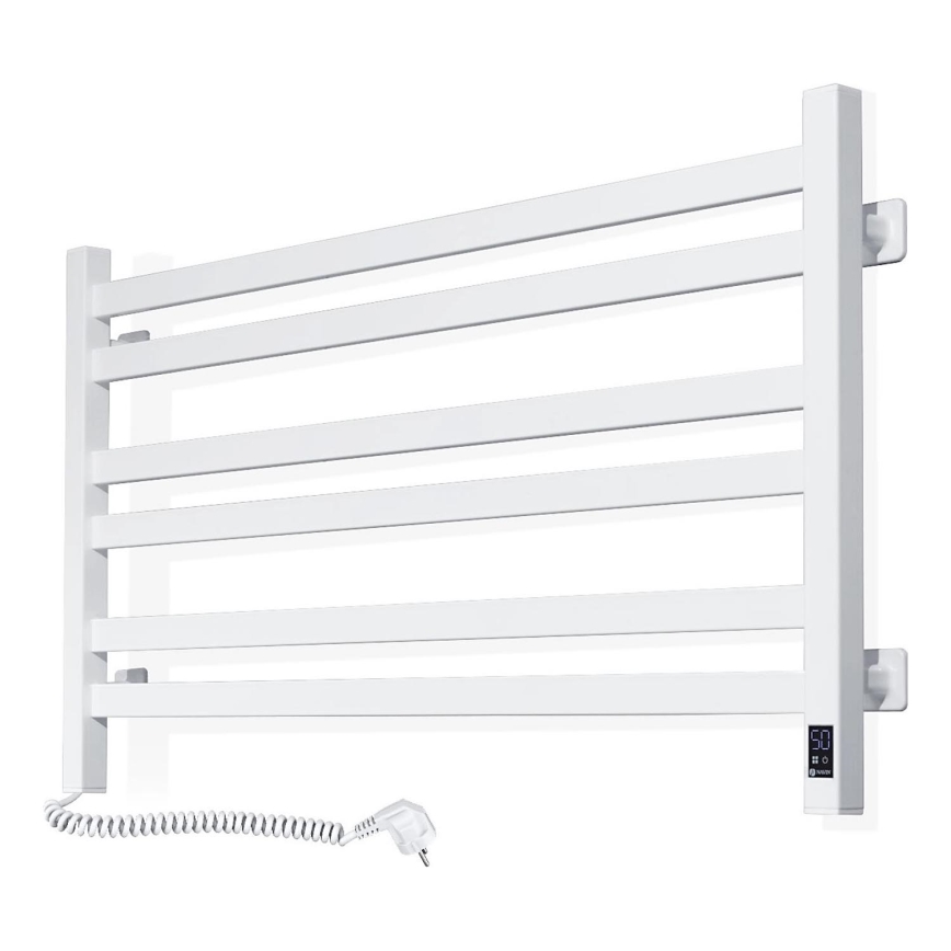 AVANGARD badkamer-handdoekradiator met thermostaat, 300W/230V, 50,6 cm, IP44, wit, links, vierkant
