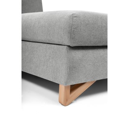 Uitklapbare, gepolsterde L-vormige hoekbank AVESTA met opbergruimte, rechts, grijs