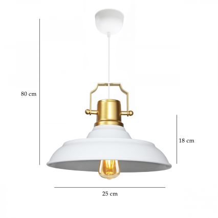 AYD Pendantlamp 1xE27/40W/230V wit/goud