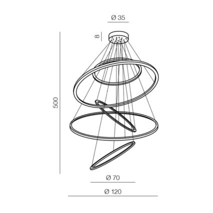 Azzardo AZ3137 - LED Hanglamp aan koord dimbaar WHEEL LED/190W/230V zwart