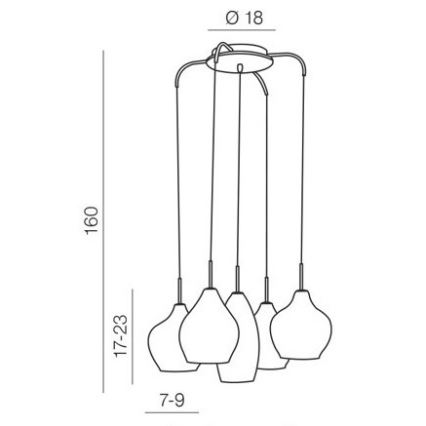 Azzardo AZ3172 - Hanglamp aan koord MILANO 5xG9/40W/230V