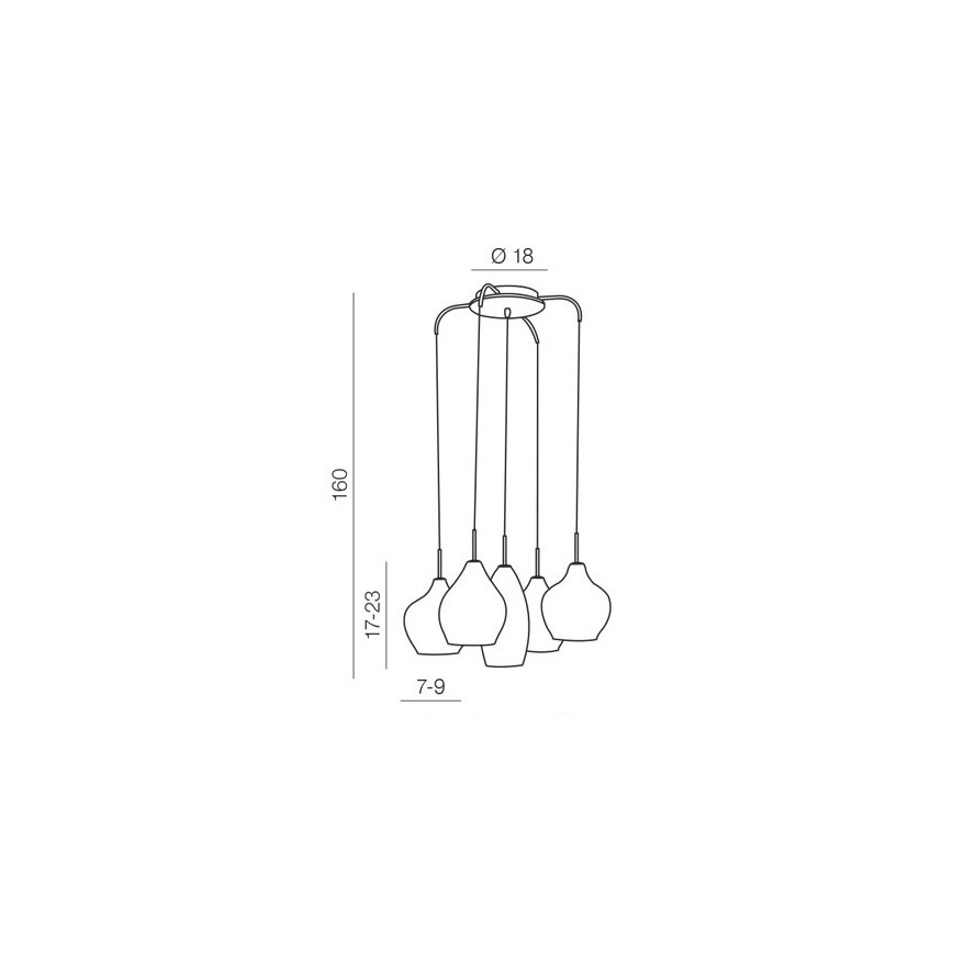 Azzardo AZ3172 - Hanglamp aan koord MILANO 5xG9/40W/230V
