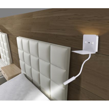 Azzardo AZ4417 - LED Flexibel klein lamp met plank VERA 1xLED/5W/230V + 1xLED/6W wit