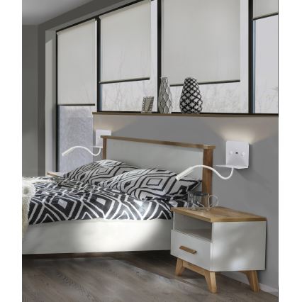Azzardo AZ4417 - LED Flexibel klein lamp met plank VERA 1xLED/5W/230V + 1xLED/6W wit