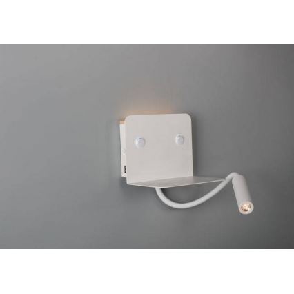 Azzardo AZ4417 - LED Flexibel klein lamp met plank VERA 1xLED/5W/230V + 1xLED/6W wit