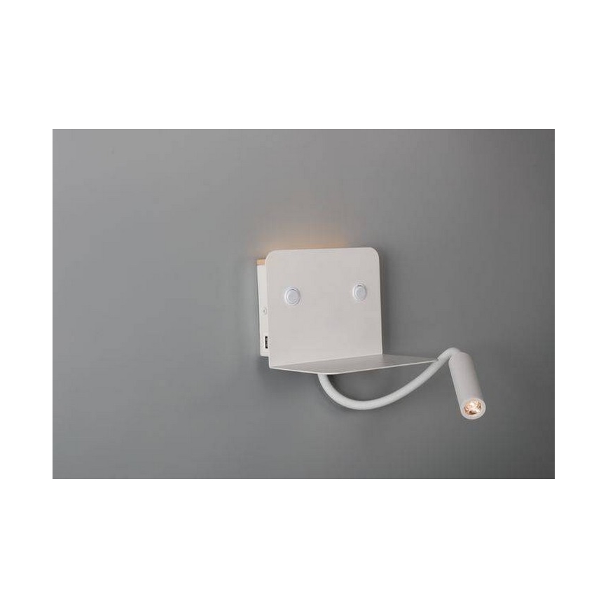 Azzardo AZ4417 - LED Flexibel klein lamp met plank VERA 1xLED/5W/230V + 1xLED/6W wit