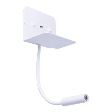 Azzardo AZ4417 - LED Flexibel klein lamp met plank VERA 1xLED/5W/230V + 1xLED/6W wit