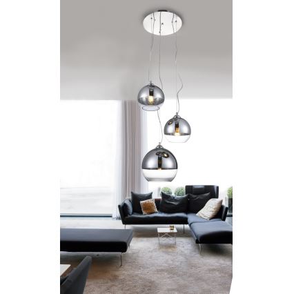 Azzardo AZ4750 - Hanglamp aan een koord BALL 3xE27/40W/230V rond