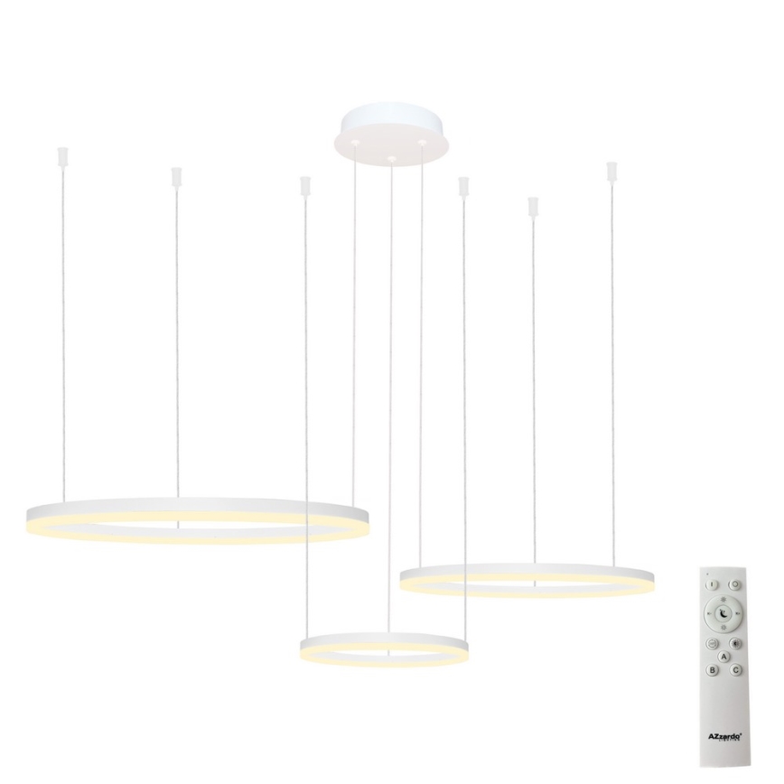 Azzardo AZ4971 - Dimbare LED hanglamp aan een koord HALO LED/120W/230V wit + afstandsbediening