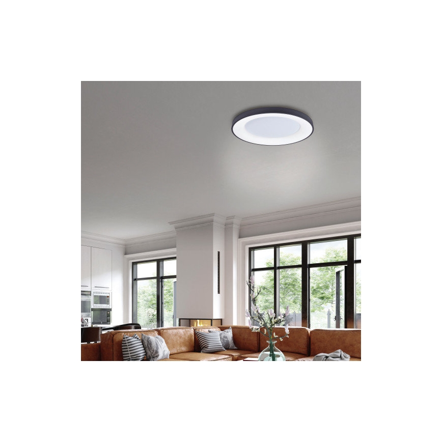 Azzardo AZ4995 - Dimbare LED plafondlamp SANTANA LED/80W/230V zwart + afstandsbediening