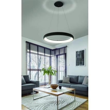 Azzardo AZ5066 - Dimbare LED hanglamp aan een koord ANTONIO LED/80W/230V zwart + afstandsbediening