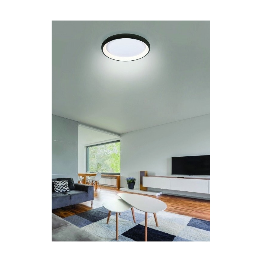 Azzardo AZ5075 -Dimbare LED Plafondlamp ANTONIO LED/80W/230V zwart + afstandsbediening