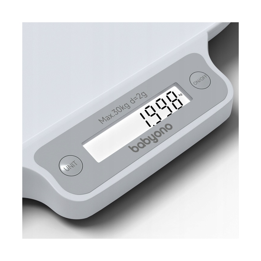 BabyOno - Elektronische weegschaal voor kinderen tot 30 kg, 3x AAA