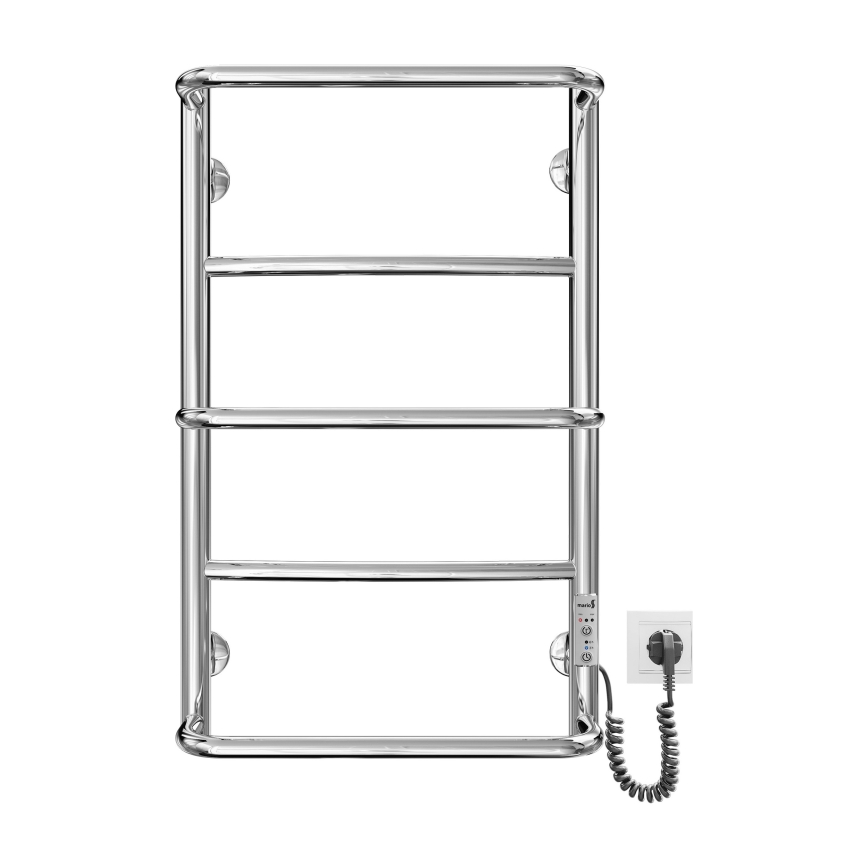 Badkamer handdoekladderradiator LUX 65W/230V 66x42 cm roestvrij staal / glanzend chroom, rechts