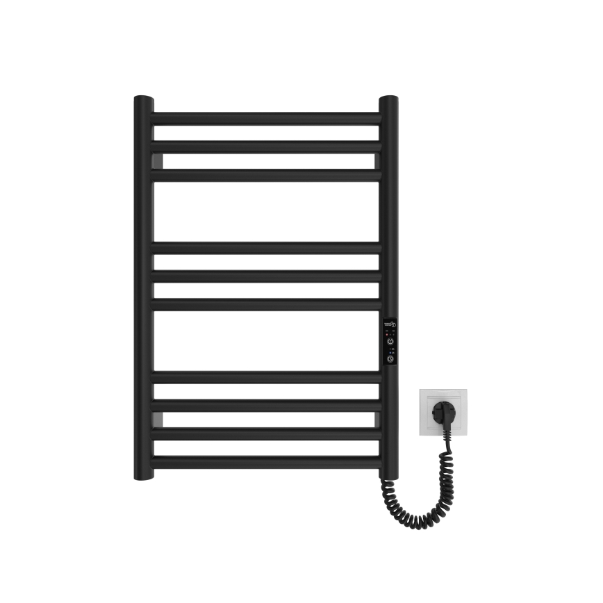 Badkamer handdoekradiator HF GREENWICH 100W/230V 57x43 cm zwart, rechts, rond