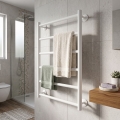 Badkamer handdoekradiator INOX FLAT 122W/230V 57x43 cm RVS/wit