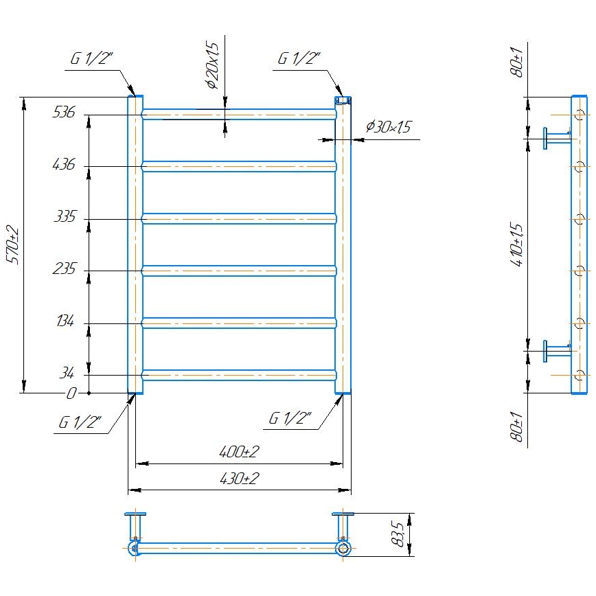Badkamer handdoekradiator INOX FLAT 122W/230V 57x43 cm RVS/wit