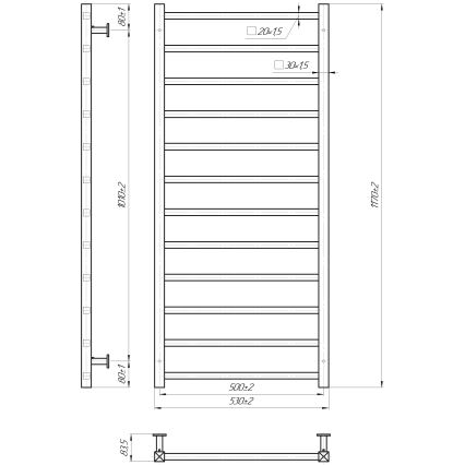 Badkamer handdoekradiator INOX TOKIO 233W/230V 117x53 cm roestvrij staal/antraciet