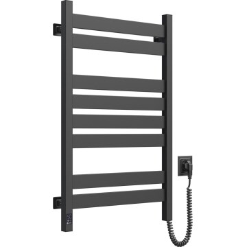 Badkamer handdoekradiator (laddermodel) met thermostaat LARGO 432W/230V 80,6 cm IP44 zwart rechts vierkant