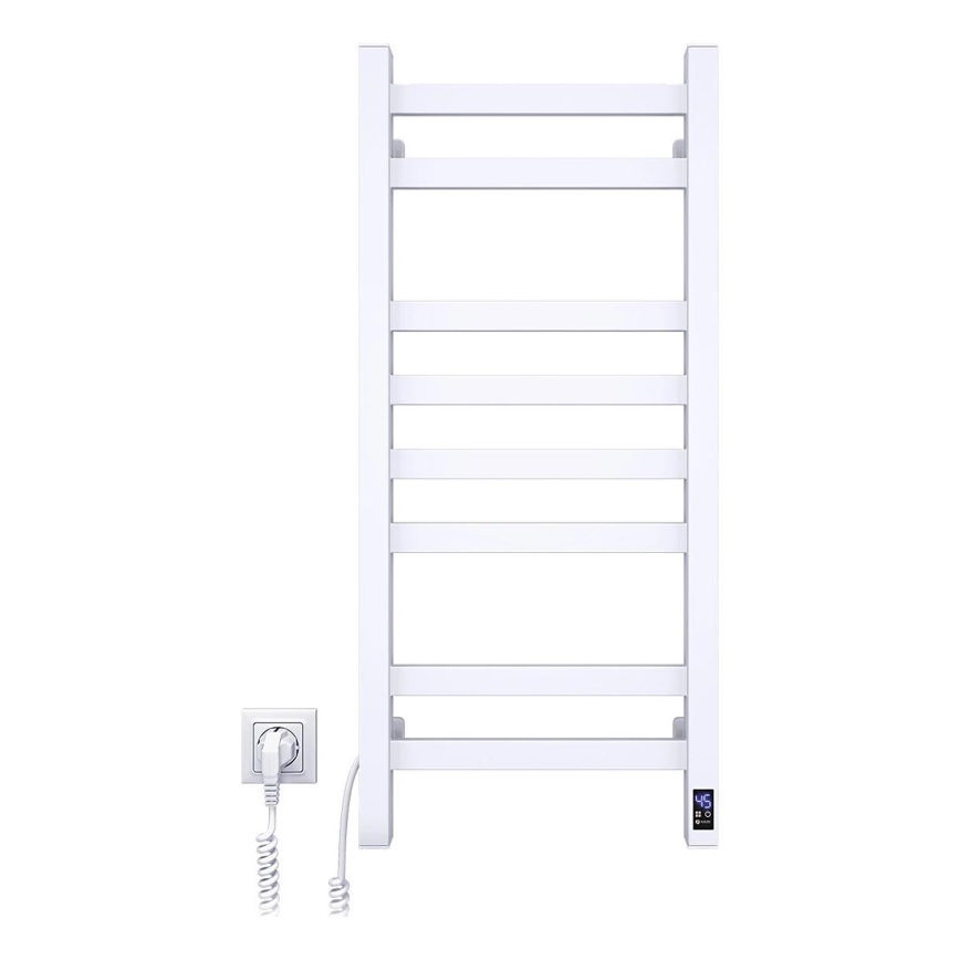 Badkamer handdoekradiator met thermostaat AVANGARD 251W/230V 80,6 cm IP44 wit links hoekig
