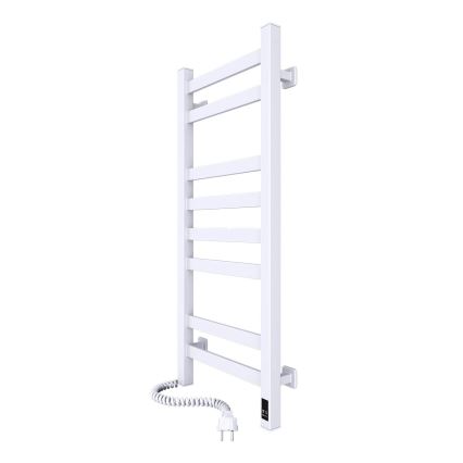Badkamer handdoekradiator met thermostaat AVANGARD 251W/230V 80,6 cm IP44 wit links hoekig