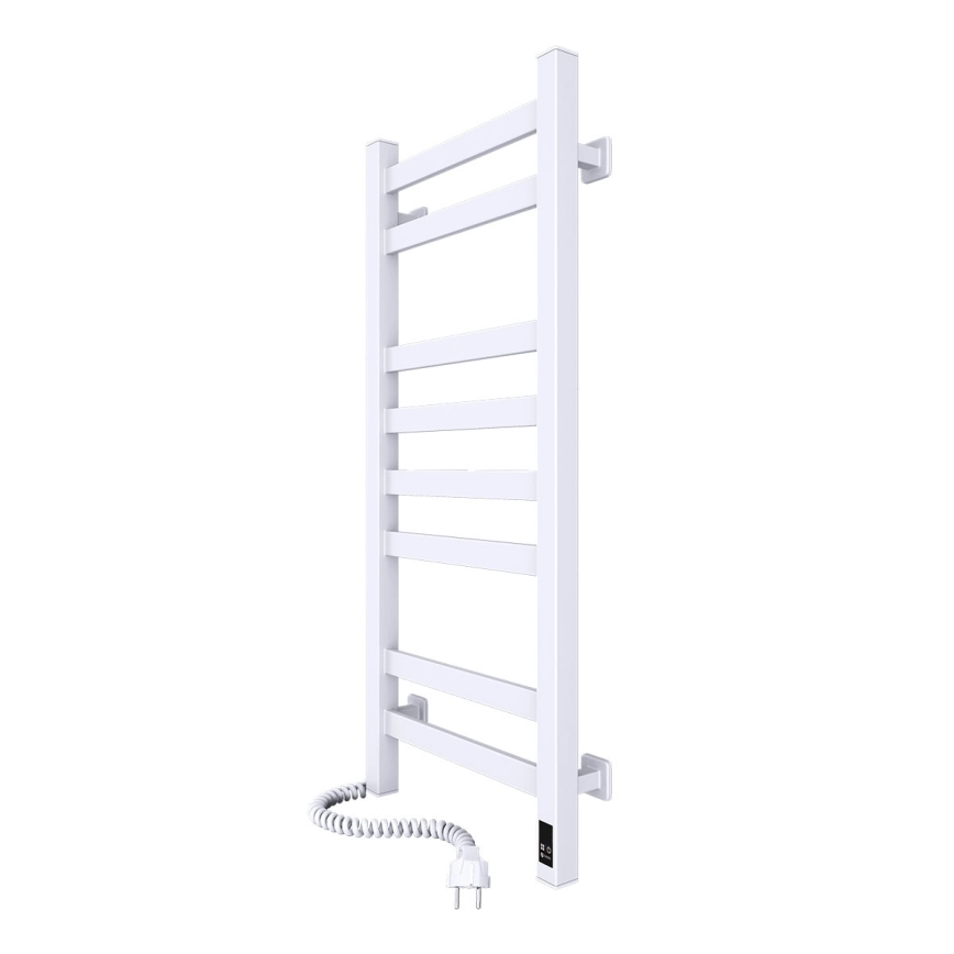 Badkamer handdoekradiator met thermostaat AVANGARD 251W/230V 80,6 cm IP44 wit links hoekig