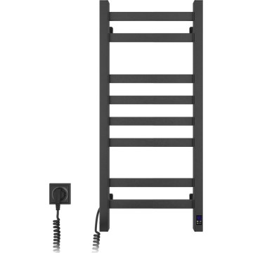 Badkamer handdoekradiator met thermostaat AVANGARD 251W/230V 80,6 cm IP44, zwart, links, hoekig