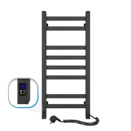Badkamerradiator met thermostaat AVANGARD 251W/230V 80,6cm IP44 zwart, rechts, rechthoekig