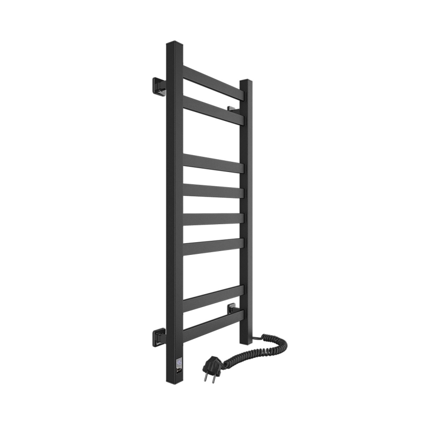 Badkamerradiator met thermostaat AVANGARD 251W/230V 80,6cm IP44 zwart, rechts, rechthoekig
