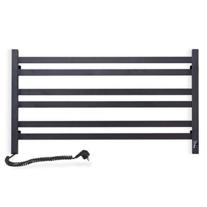 Handdoekradiator voor badkamer met thermostaat AVANGARD 316W/230V 50,6 cm IP44 zwart links vierkant