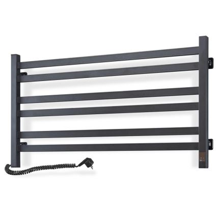 Handdoekradiator voor badkamer met thermostaat AVANGARD 316W/230V 50,6 cm IP44 zwart links vierkant