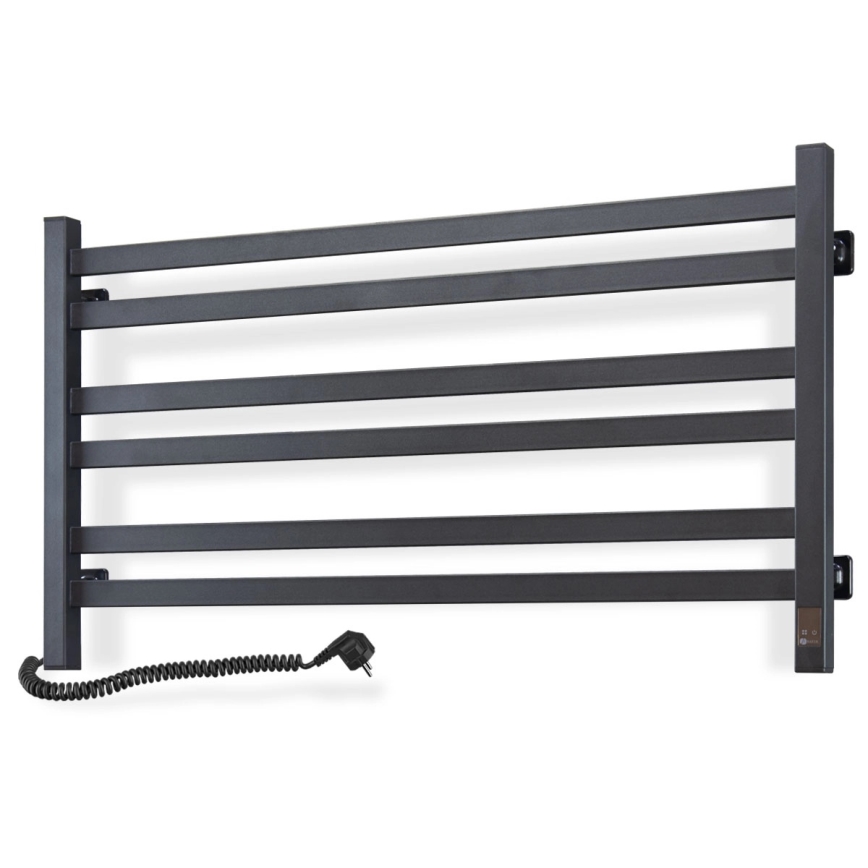Handdoekradiator voor badkamer met thermostaat AVANGARD 316W/230V 50,6 cm IP44 zwart links vierkant