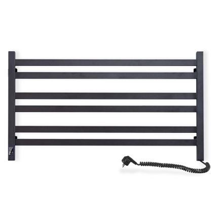 Handdoekradiator voor badkamer met thermostaat AVANGARD 316W/230V 50,6 cm IP44 zwart rechts hoekig