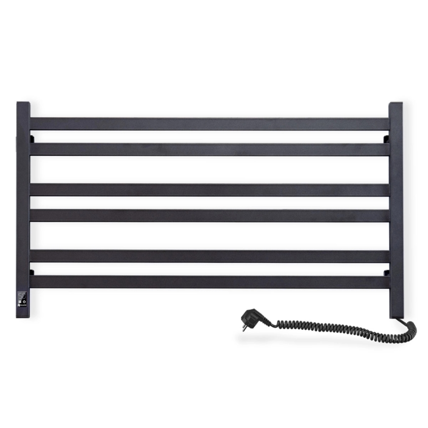 Handdoekradiator voor badkamer met thermostaat AVANGARD 316W/230V 50,6 cm IP44 zwart rechts hoekig