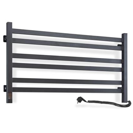 Handdoekradiator voor badkamer met thermostaat AVANGARD 316W/230V 50,6 cm IP44 zwart rechts hoekig