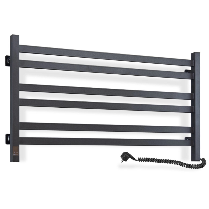 Handdoekradiator voor badkamer met thermostaat AVANGARD 316W/230V 50,6 cm IP44 zwart rechts hoekig