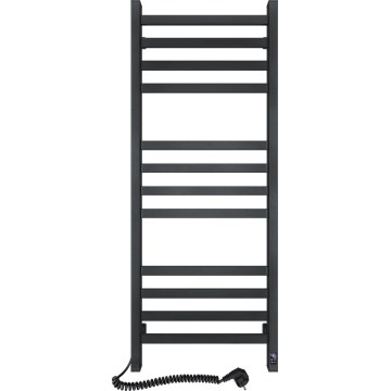 Badkamer handdoekradiator met thermostaat AVANGARD 459W/230V 120,6 cm IP44 zwart links hoekig