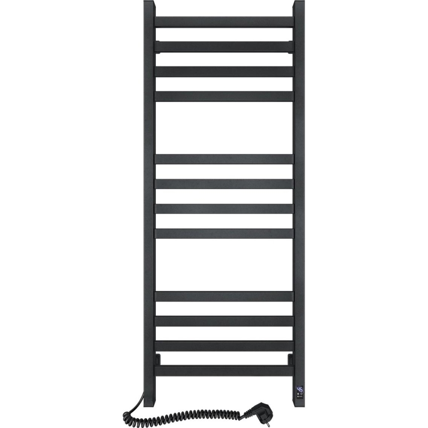 Badkamer handdoekradiator met thermostaat AVANGARD 459W/230V 120,6 cm IP44 zwart links hoekig