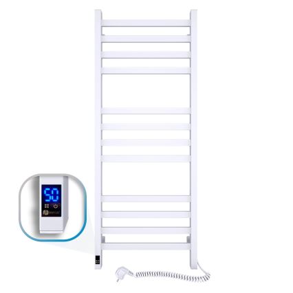 Ladderradiator voor badkamer met thermostaat AVANGARD 459W/230V 120,6cm IP44 wit rechts vierkant