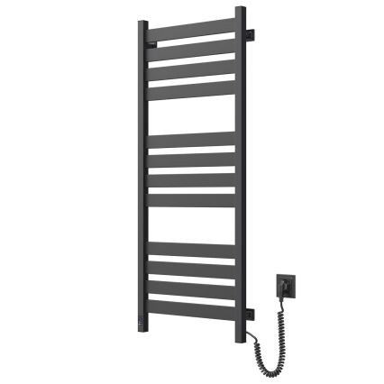 Badkamer handdoekradiator met thermostaat LARGO 541W/230V 120,6 cm IP44 zwart rechts vierkant