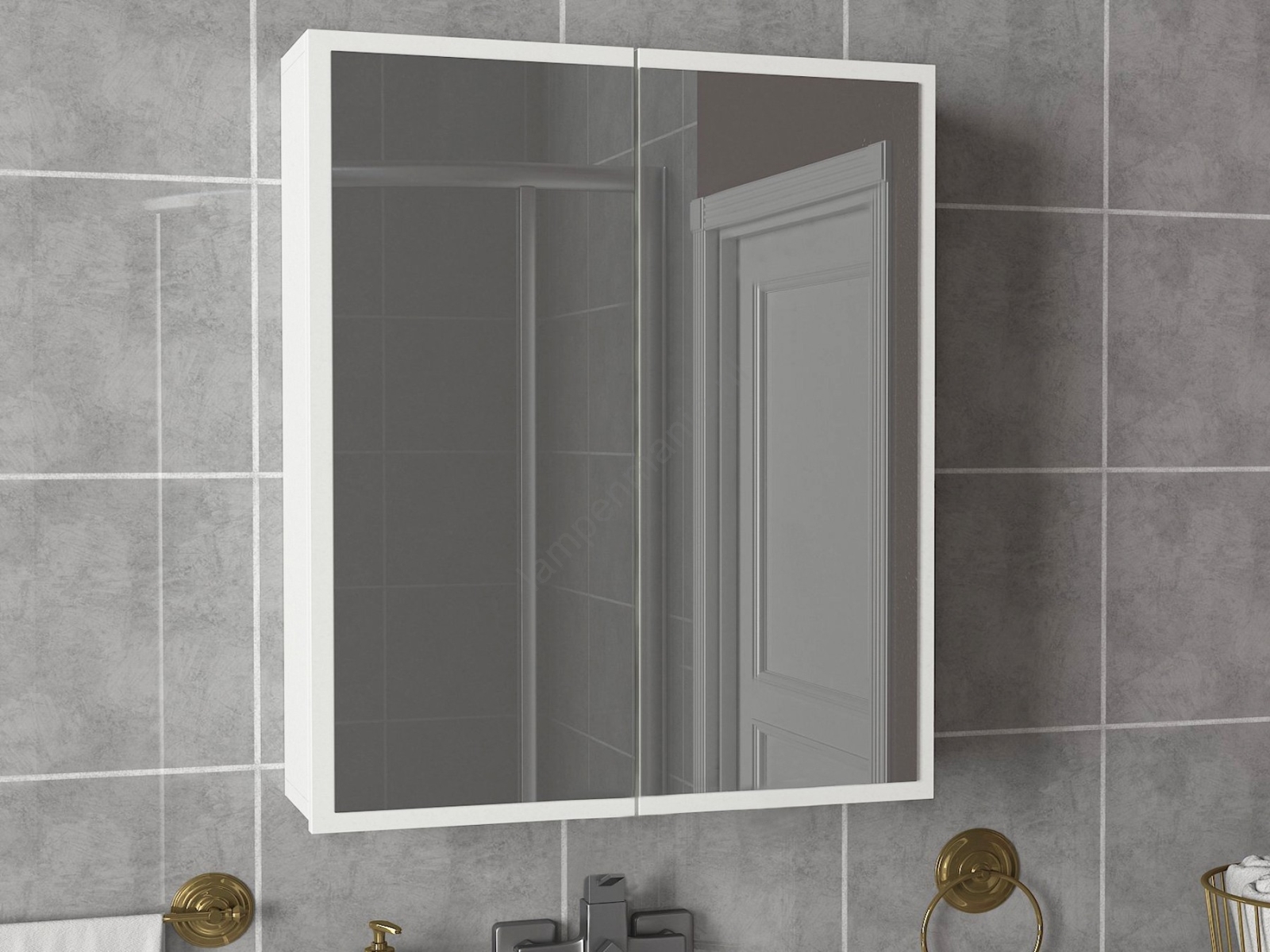 LIFEZEAL Spiegelkast Badkamer Wit 50x16x66 Cm - Ruimtebesparende Hangkast Met Spiegeldeur En Veel Opbergruimte