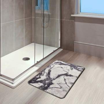 Badkamer mat MERMER 40x60 cm zwart/wit