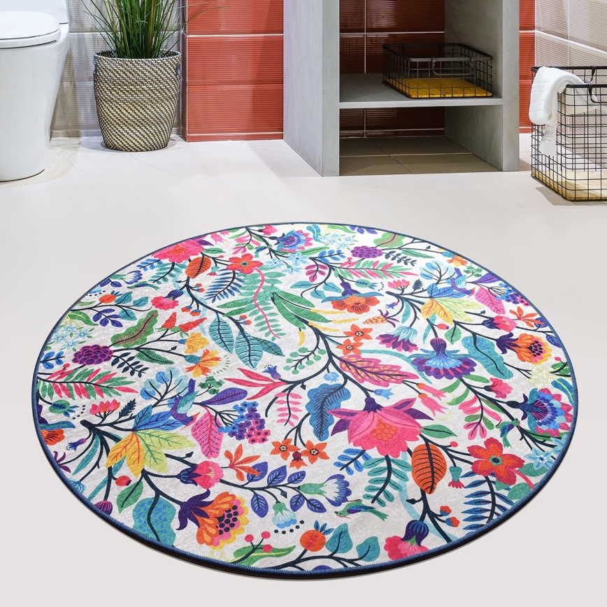 Badkamer mat PICTURA diameter 100 cm kleurrijk
